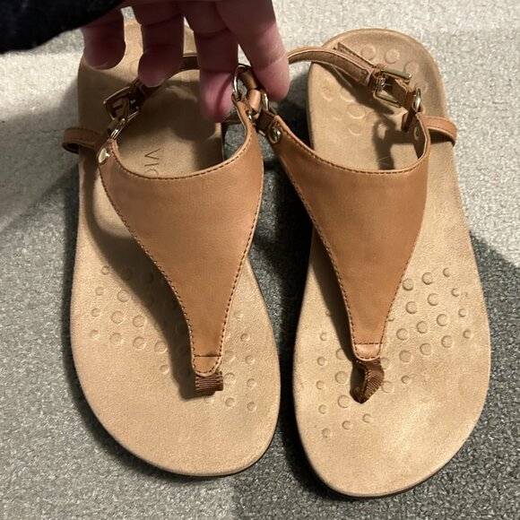 Vionic Rest Kirra Tan/Brown Backstrap Sandals Women's Size 8 - Picture 1 of 12
